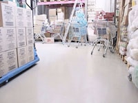 Self-leveling floor in the warehouse of the store